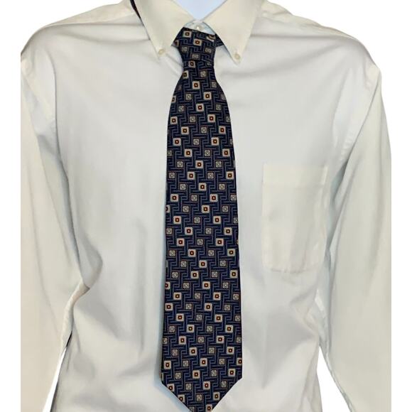 Vintage 80s Christian Dior Monsieur Necktie Tie 100% Silk Blue Abstract Luxe - Picture 2 of 6